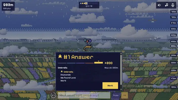 Umbrella earns a top answer as Noillirk climbs into the sky