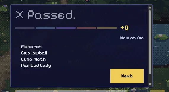 A close crop of the live passed-question result card and next control